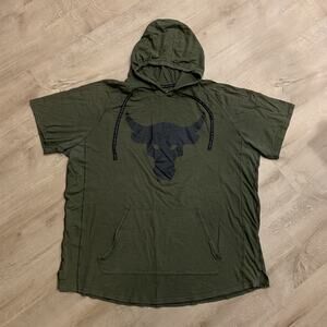 Under Armour Project Rock Hoodie Men's XXL 2XL Green Charged Short Sleeve Logo